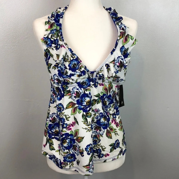 A.N.A Floral Print Halter Swimsuit Top - Picture 1 of 4